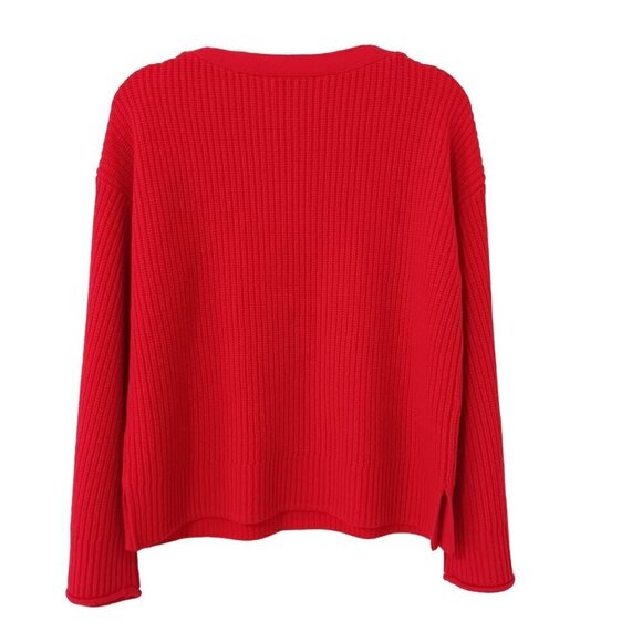 NWT Madewell Red Calloway Pullover Sweater Wool Blend Wide Sleeves Boatneck Boxy - Picture 4 of 15